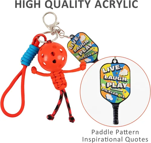 Vista 4 de 6 llaveros hechos a mano, regalos inspiradores para amantes del pickleball, mujeres y hombres, bonito diseño único en 6