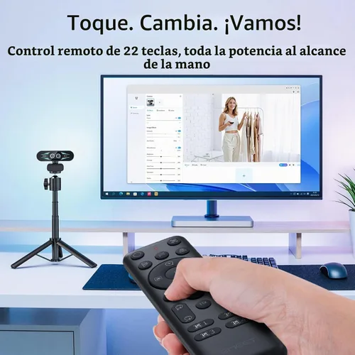 Vista 5 de EMEET C60E Cámara web de 4K de doble cámara para transmisión, cámaras de gran angular y telefoto, zoom híbrido máximo de 11X