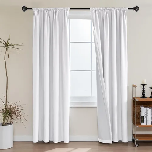 Vista 25 de H.VERSAILTEX Cortinas 100% de opacidad para cocina, con aislamiento térmico, cortinas opacas completas con forro blanco, cortinas de eficiencia
