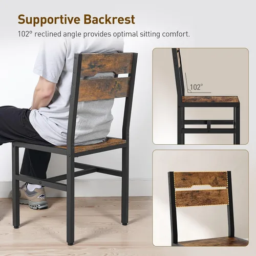 Vista 6 de RALGEND Juego de 2 sillas de comedor, sillas de cocina de madera rústica con respaldos y marco de metal, sillas de comedor modernas estilo granja