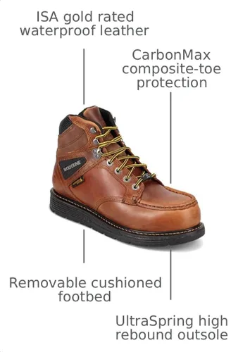 Vista 3 de Wolverine Hellcat UltraSpring - Botas de cuña CarbonMAX de 6 pulgadas con punta de mocasín para hombre