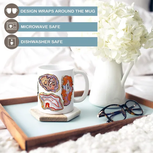 Vista 2 de Agate Geode Slice - Taza de café de cerámica para acuarela, 11 o 15 onzas