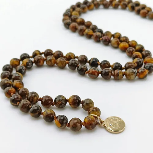 Vista 5 de Firstmeet Stone Necklace Long Agate Beads Chain Round Smooth Bracelet Jewelry for Women