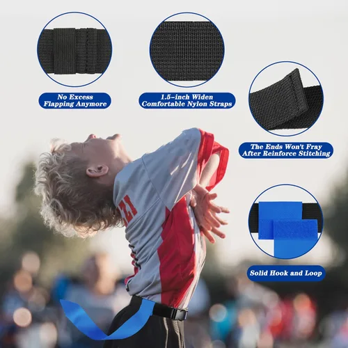 Vista 3 de Cinturones de fútbol con bandera, set de fútbol con bandera para adultos, niños y jóvenes, banderas de fútbol para entrenamiento y competición