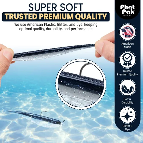 Vista 5 de Phat Pak Baits - Micro Drunkin Shad Tiny Fluke Style LiveScope FFS Soft Jerkbait 2.5" 30ct Soft Plastic BFS Bass Fishing Lure