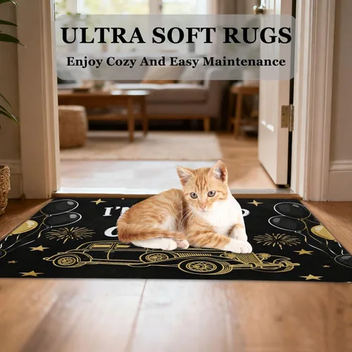 Vista 6 de Area Rug 24x36 in Washable Non Slip Bathroom Rug for Living Room Bedroom Dining Room Birthday Retro 70s car alfombra para cuarto lavable