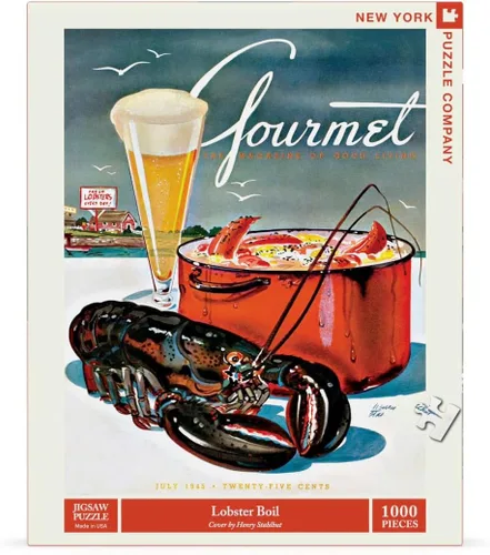 Vista 3 de New York Puzzle Company - Gourmet Magazine Lobster Boil - Rompecabezas de 1000 piezas para adultos por Henry Stahlhut