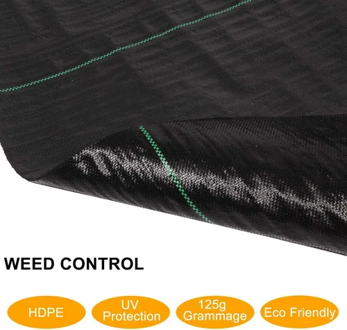 Vista 3 de TUFFIOM 3 x 300 pies Barrera de malezas para jardín, tela de paisaje, cubierta UV-resistente, material resistente de 125gsm/3.7OZ para control