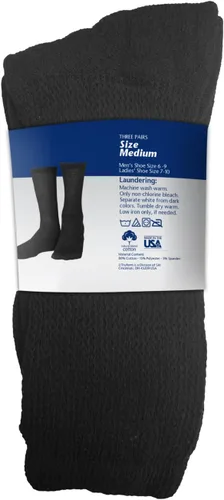 Vista 5 de Truform Calcetines diabéticos para hombres y mujeres, estilo médico, longitud media, altura de media pantorrilla, 3 pares, negro, S