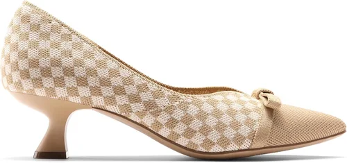 Vista 2 de BURUDANI Zapatos de tacón de gatito para mujer, con punta puntiaguda, cómodos, de punto, con puntera cerrada, para boda