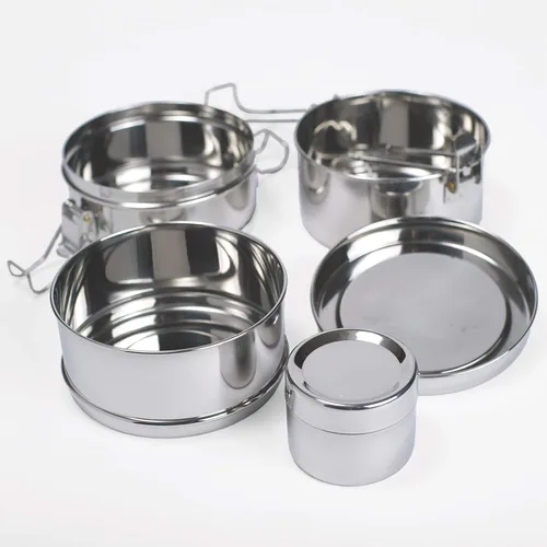 Vista 2 de To Go Ware Fiambrera grande de acero inoxidable de 3 niveles con contenedor pequeño para Sidekick Fiambrera Tiffin Ecológica