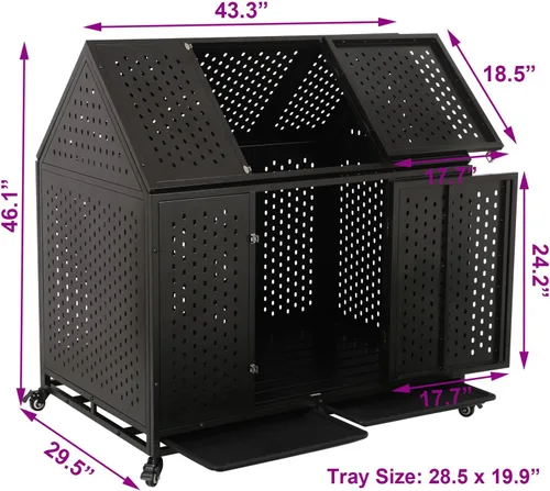 Vista 5 de 44 Inch Heavy Duty Dog Crate for Large Medium Dogs Indestructible Dog Cage with Escape-Proof Lock,Double Doors,Secure Locks,Lockable