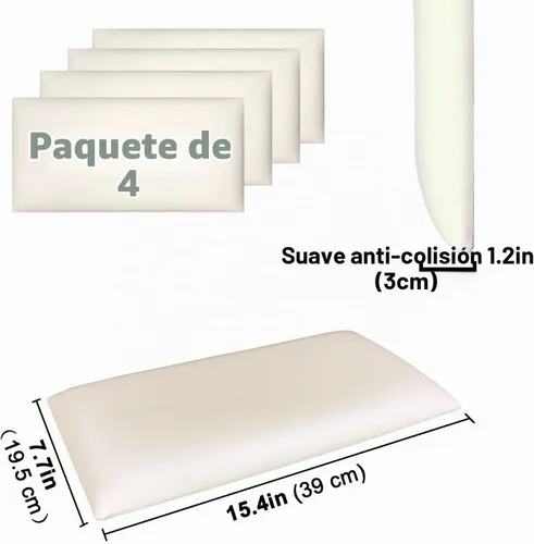 Vista 3 de YU LI 3DH 3D Almohadillas de pared anticolisión para niños, autoadhesivas, 4 piezas, paneles de cabecero en negro para pared, cabecero despegar