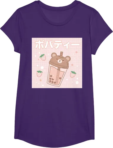 Vista 15 de Camiseta estética Kawaii con diseño de oso lindo y té con leche burbuja, talla S Blanco