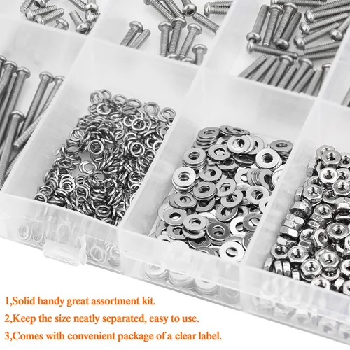 Vista 6 de HELIFOUNER 560 Piezas M2 x 4 mm / 6 mm / 8 mm / 10 mm / 12 mm / 16 mm / 20 mm, Tornillos de Cabeza de Botón con Cavidad Cilíndrica, Tuercas