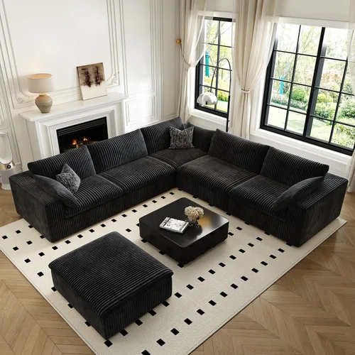 Vista 14 de LoveSeat Cloud Couch Sofá Seccional Modular para Sala de Estar, Sofá Moderno con Asiento Profundo, Sofá de 2 Plazas Sin Huesos con Otomana, Cómodos