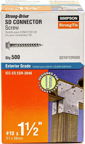 Vista 6 de Simpson Strong-Tie SD10112R500 - Tornillos de conector SD de accionamiento fuerte #10 x 1-1/2 pulgadas, cabeza hexagonal de 1/4 pulgadas