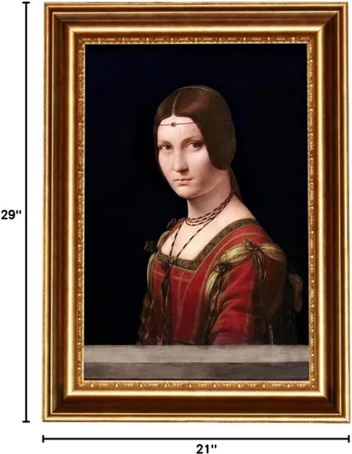Vista 2 de ELITEART -La Belle Ferronnière por Leonardo DaVinci Reproducción de pintura al óleo Giclée de arte de pared impresiones en lienzo tamaño marcado: 29