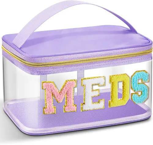 Vista 21 de Geetery Bolsa de Letras de Chenilla, Estuches de Viaje Meds Cheer Regalos para Porristas Bolsa de Cosméticos Maquillaje de Nylon Portátil Preppy