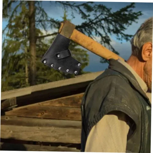 Vista 4 de STOBAZA Funda protectora de piel gruesa para hacha para cubiertas para aventuras de camping al aire libre