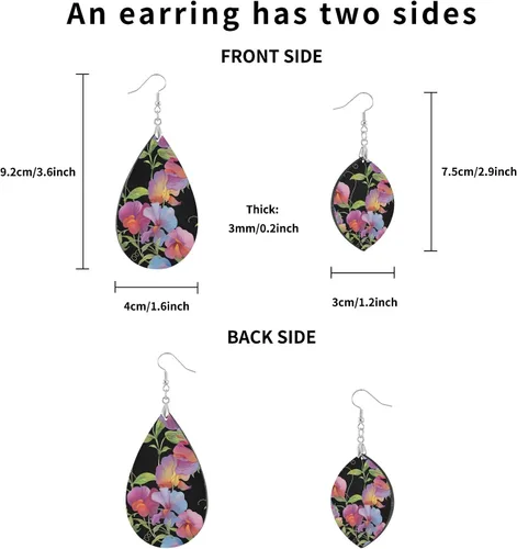 Vista 3 de ALAZA Divertidos aretes colgantes para mujer, estilo hoja
