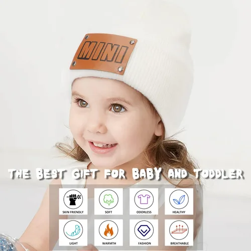 Vista 10 de Gorro para padres e hijos,Madre y bebé hija/hijo gorro de punto cálido de invierno,Gorro suave para niños