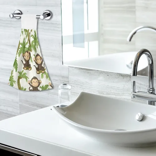 Vista 7 de Paños de lavado toallas de mano para baño, dibujos animados, diseño de dragón verde, lindo diseño de dibujos animados, monos de cocotree, decoración