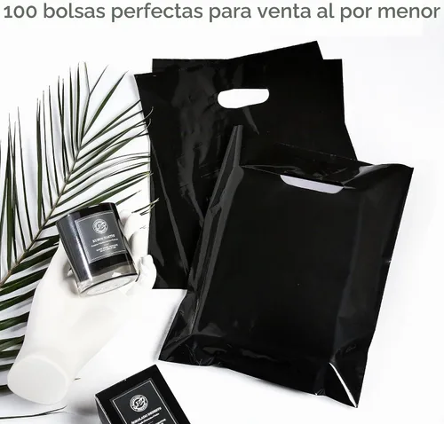 Vista 2 de Choice Marts 100 bolsas de plástico negras con asas 9x12 bolsas de Negro