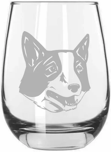 Vista 467 de Shar Pei (chino) - Vaso de vino sin tallo grabado para perro, 15.25 onzas