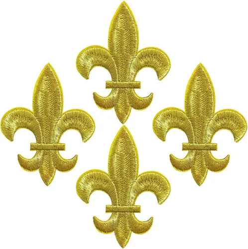 Vista 11 de 10 parches bordados de Mardi Gras Fleur De Lis, color morado, verde y dorado, parches de transferencia cosidos para ropa, sombreros, zapatos, jeans