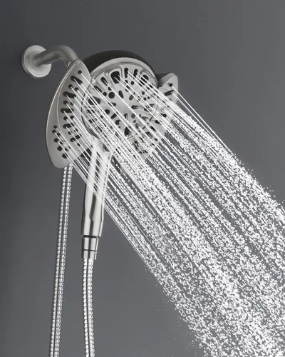 Vista 9 de Cabezal de ducha 2 en 1 con combo de mano de alta presión, color negro, 2.5 GPM 7.2" Rain Showerhead and 9 Spray Hand Held Shower, Adjustable