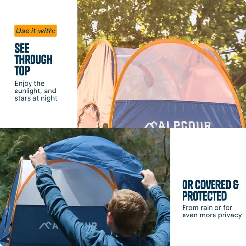Vista 9 de Alpcour Tienda de campaña desplegable portátil – Tienda de privacidad para inodoro portátil, ducha y vestuario para acampar y al aire libre