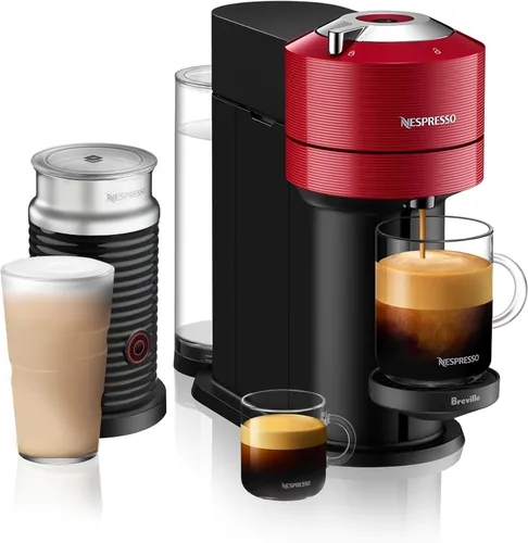 Vista 14 de Nespresso Vertuo Next Cafetera de café y espresso de Breville, con espumador de leche Aeroccino, gris claro