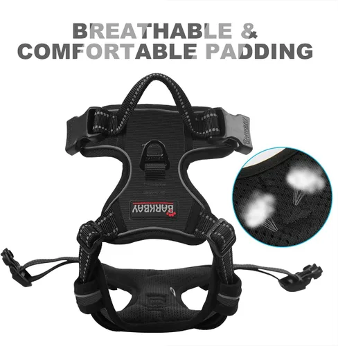 Vista 150 de BARKBAY - Arnés para perro sin tirones con clip frontal, material resistente y reflectante, asa de fácil control para pasear perros grandes