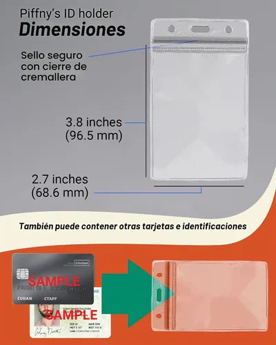 Vista 5 de Soporte de identificación transparente para cordón, soporte para tarjetas de identificación impermeable