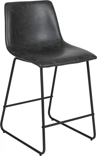Vista 12 de Flash Furniture LeatherSoft Taburetes de altura de mostrador, gris, 2 piezas (2ETER1834524GY)