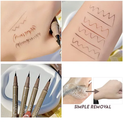 Vista 4 de Delineador de ojos superfino impermeable de secado rápido, 4 bolígrafos líquidos Hyper Easy sin saltos, impermeable, muy fino, maquillaje de larga
