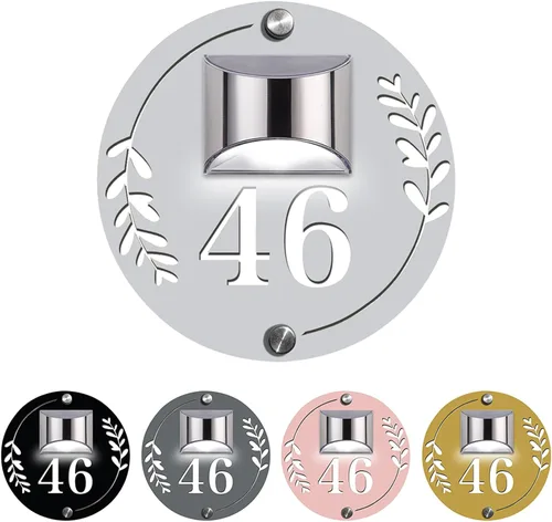 Vista 19 de Placa solar personalizada con números de casa, placa LED moderna para puerta, letrero acrílico para casa de jardín, montaje en la pared para casa