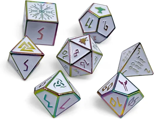 Vista 7 de Norse Foundry Banshee Wail - Juego de 7 dados poliédricos de metal completo para juegos de matemáticas DND Pathfinder