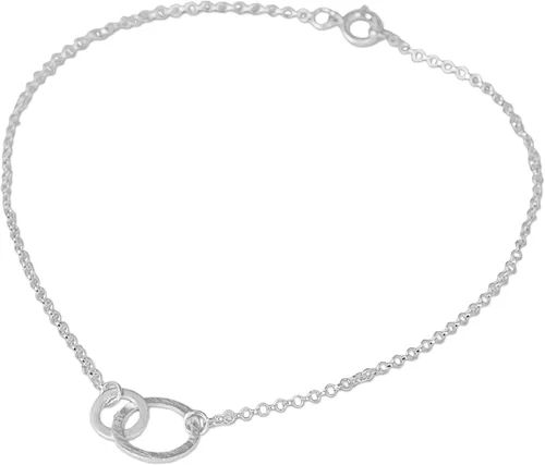 Vista 2 de NOVICA . Tobillera con dije de plata de ley 925, 9.75 pulgadas 'Relationship