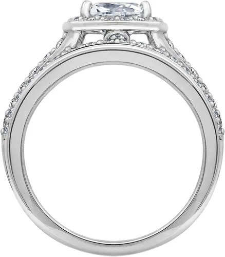 Vista 2 de Juego de anillos de plata de ley chapada en platino con circonitas Swarovski