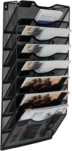 Vista 31 de EasyPAG Office - Carpeta de pared con 3 bolsillos para guardar archivos, organizador de metal para documentos Negro