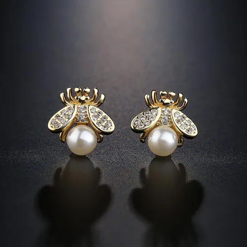 Vista 4 de Pendientes de tuerca de circonita S925 para mujer, aretes de perlas barrocas naturales, Latón, Perla