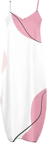 Vista 3 de Vestido largo de verano para mujer, cuello redondo, estampado floral, tirantes delgados, bohemio, sin mangas, para la playa, vestido casual de verano