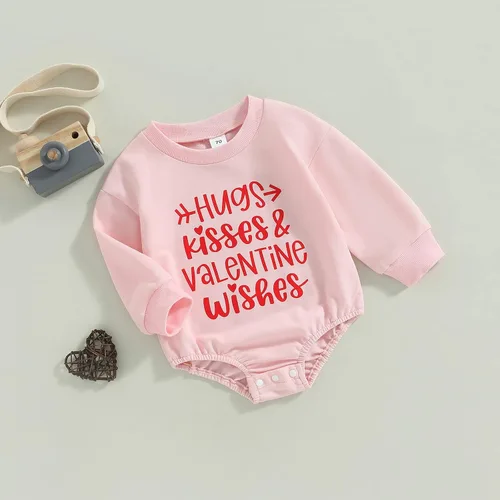 Vista 24 de Enterizo de manga larga con estampado de letras para bebés, niñas y niños