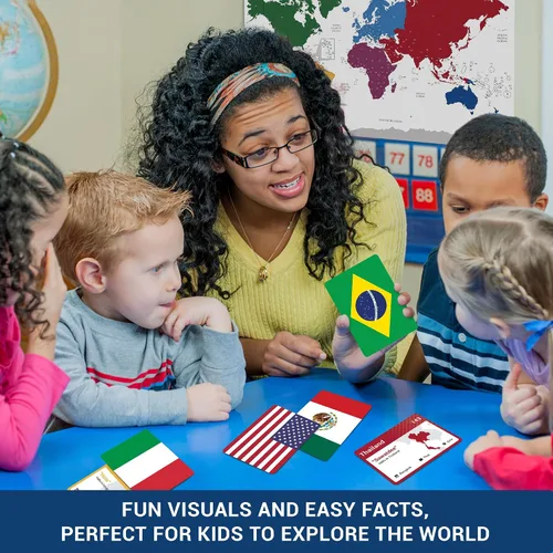 Vista 6 de World Flags Flashcards, 245 países, juego de geografía con mapa del mundo, juegos educativos para todas las edades, familia, adultos, aulas