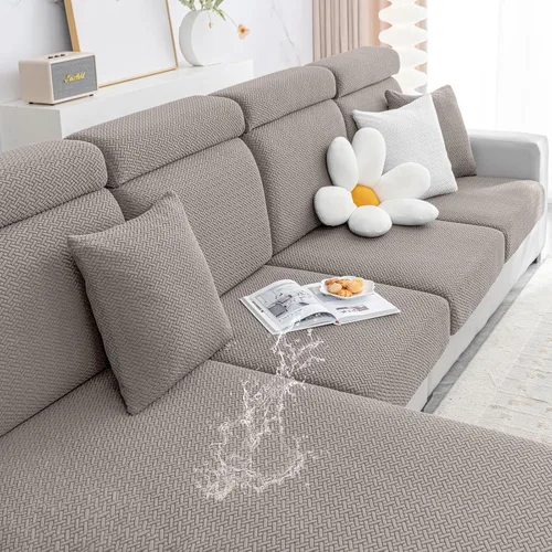 Vista 8 de Smiry - Fundas impermeables para cojines de sofá, fundas de cojín elásticas de jacquard gruesas para sofá, protector de muebles elástico lavable