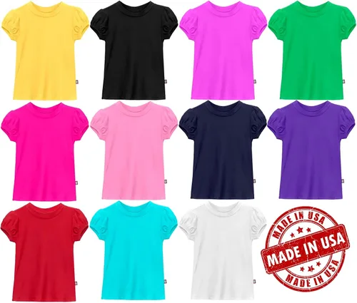Vista 2 de Made in USA - Camiseta de natación de manga corta abombada UPF50+ para niñas