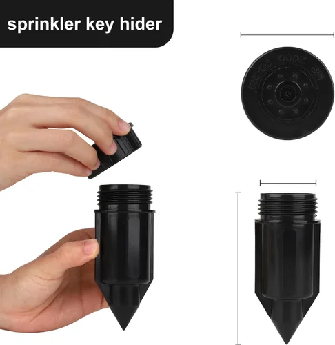 Vista 9 de Key Hider - Cabezal de aspersor realista impermeable, soporte para efectivo para jardín al aire libre, fácil de empujar en el suelo (negro)