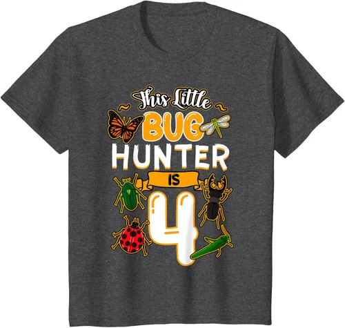 Vista 31 de Camiseta de fiesta de cumpleaños de insectos de este cazador de insectos de 4 años, Negro, S